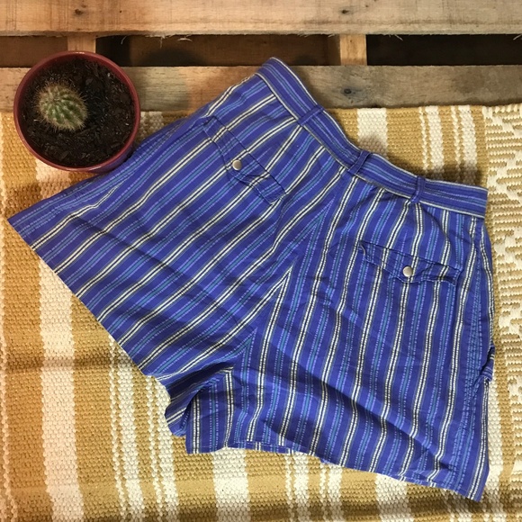 vintage striped high waisted cotton shorts - Picture 6 of 6